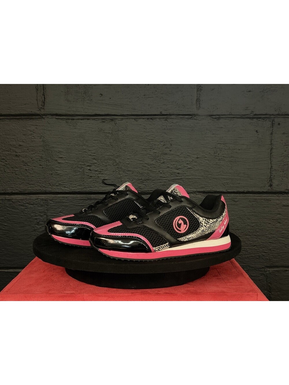 Baby Phat Fallon Sneakers Sz 8 Black Pink Snake Y2K Rare Deadstock